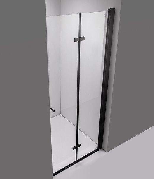 BPS-koupelny Zalamovací otočné sprchové dveře SH01B BL 90 černá/transparent pro instalaci do niky - bez vaničky