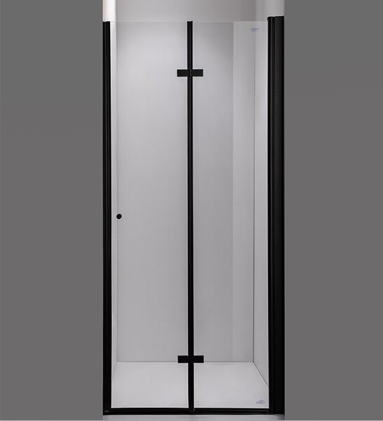 BPS-koupelny Zalamovací otočné sprchové dveře SH01B BL 90 černá/transparent pro instalaci do niky - bez vaničky