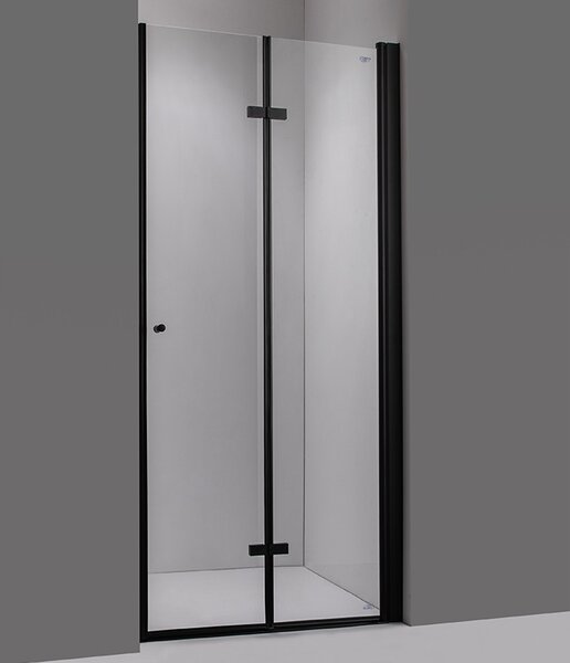 BPS-koupelny Zalamovací otočné sprchové dveře SH01B BL 90 černá/transparent pro instalaci do niky - bez vaničky