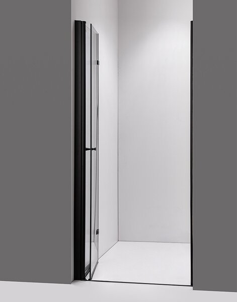 BPS-koupelny Zalamovací otočné sprchové dveře SH01B BL 90 černá/transparent pro instalaci do niky - bez vaničky
