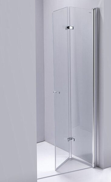 BPS-koupelny Zalamovací otočné sprchové dveře SH01D 110 chrom/transparent pro instalaci do niky - bez vaničky
