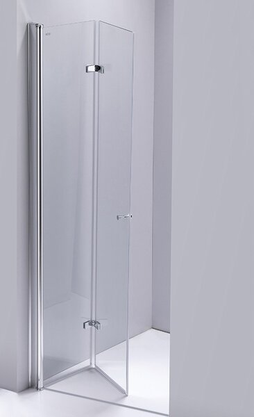BPS-koupelny Zalamovací otočné sprchové dveře SH01D 110 chrom/transparent pro instalaci do niky - bez vaničky