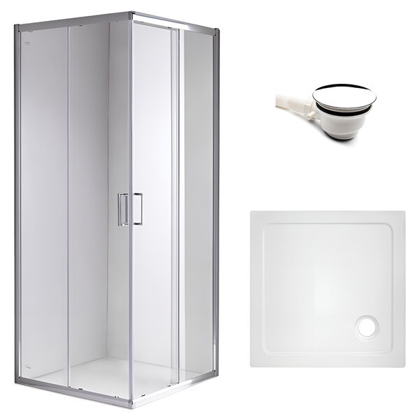 BPS-koupelny Čtvercový sprchový kout KZ93A 80x80 chrom/transparent + vanička ST02A WH bílá