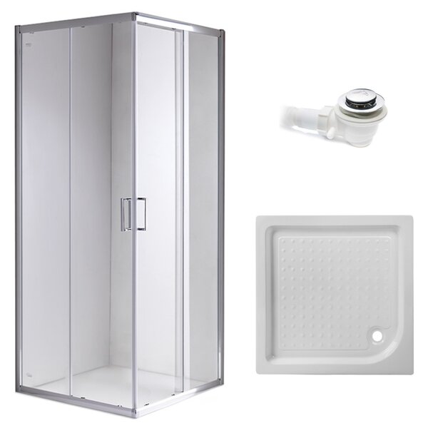BPS-koupelny Čtvercový sprchový kout KZ93B 90x90 chrom/transparent + vanička SXL02B WH bílá