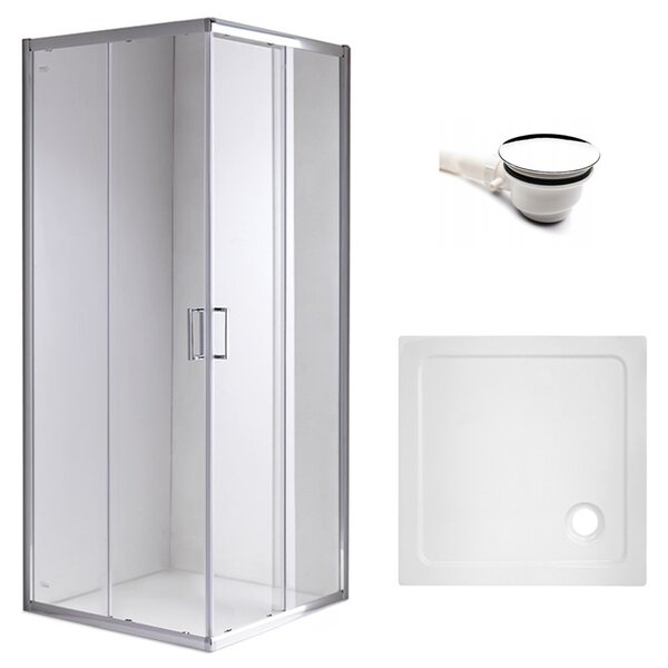BPS-koupelny Čtvercový sprchový kout KZ93D 70x70 chrom/transparent + vanička ST02C WH bílá