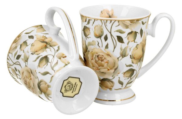 Porcelánový hrnek na noze Royal English Roses White 320 ml sada 2ks