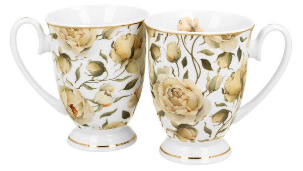 Porcelánový hrnek na noze Royal English Roses White 320 ml sada 2ks