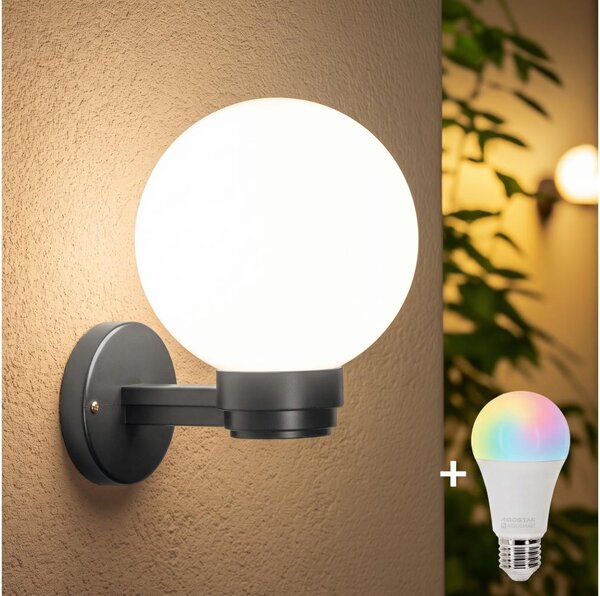 BRILAGI -LED RGBW Ven nástěnné svítidlo HARBOR 1xE27/12W/230V IP33 antracit/bílá