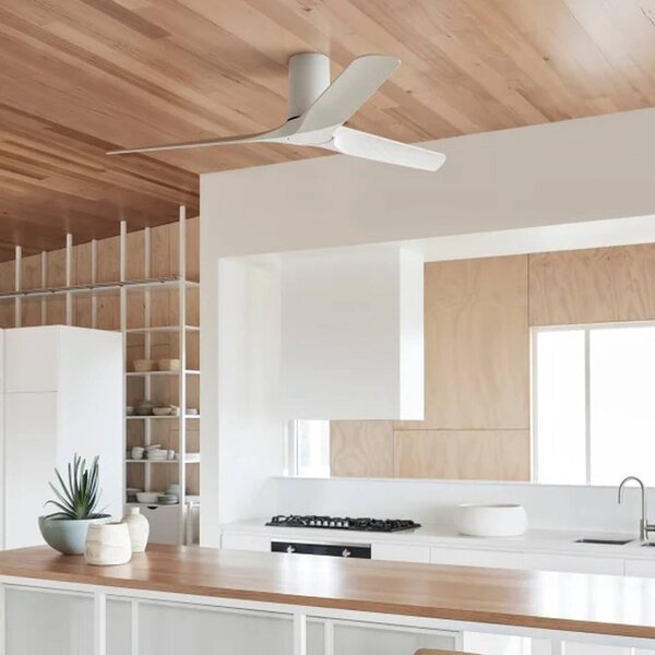 Beacon Lighting Stropní ventilátor Londo, bílý, s DC motorem, průměr 132 cm, tichý, Bílá / opál, Obývací pokoj / jídelna, Plast, Moderní