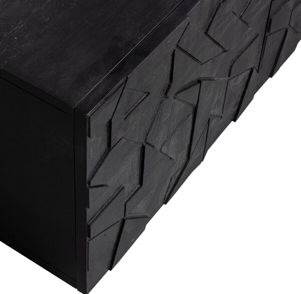 WOOOD Černý dřevěný TV stolek Country 160 x 45 cm