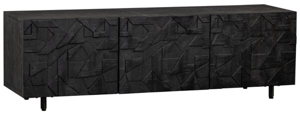WOOOD Černý dřevěný TV stolek Country 160 x 45 cm