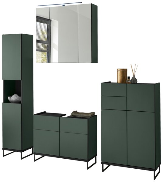 SKŘÍŇKA POD UMYVADLO, zelená, černá, zelená, černá, 80/59,4/31 cm MID.YOU - Koupelnové série, Online Only