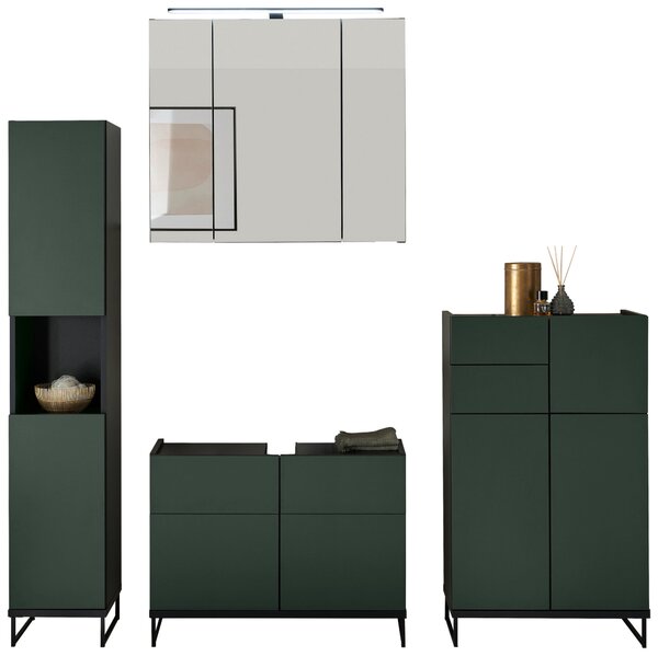ZRCADLOVÁ SKŘÍŇKA, zelená, černá, 80/70/23 cm MID.YOU - Koupelnové série, Online Only