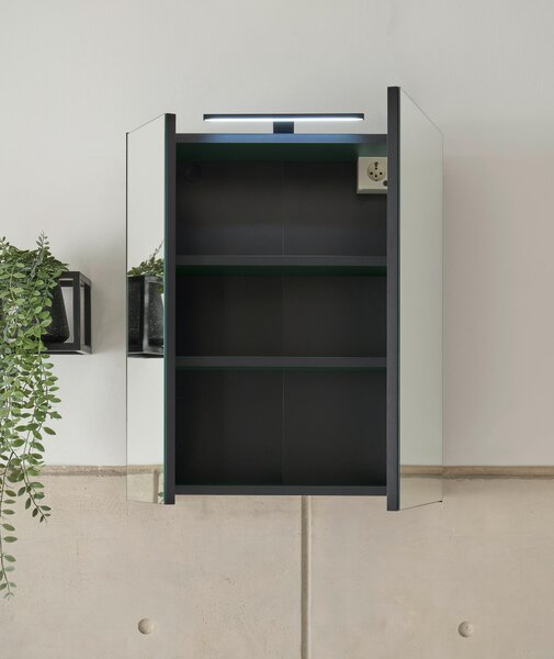 ZRCADLOVÁ SKŘÍŇKA, zelená, černá, 60/70/23 cm MID.YOU - Koupelnové série, Online Only