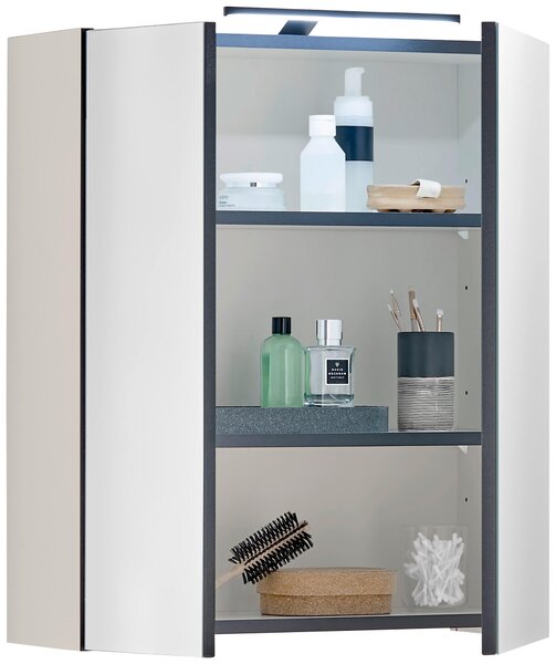ZRCADLOVÁ SKŘÍŇKA, černá, kašmírová, 60/70/23 cm MID.YOU - Koupelnové série, Online Only