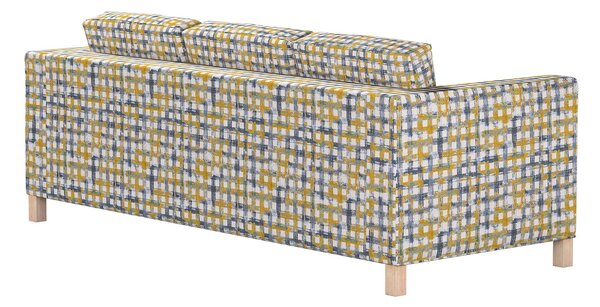 Potah na pohovku IKEA Karlanda 3-místná nerozkládací, krátký barva modrá látka pletený vzor, vzorované