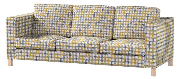 Potah na pohovku IKEA Karlanda 3-místná nerozkládací, krátký barva modrá látka pletený vzor, vzorované