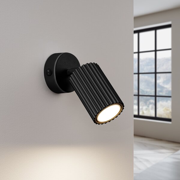 Sollux Lighting Nástěnné svítidlo KARBON černé s vypínačem