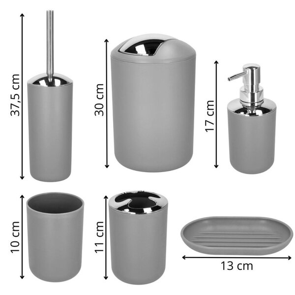 Koupelnový set 6v1 SPRINGOS HA1112 šedý
