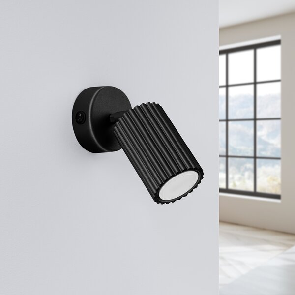 Sollux Lighting Nástěnné svítidlo KARBON černé s vypínačem