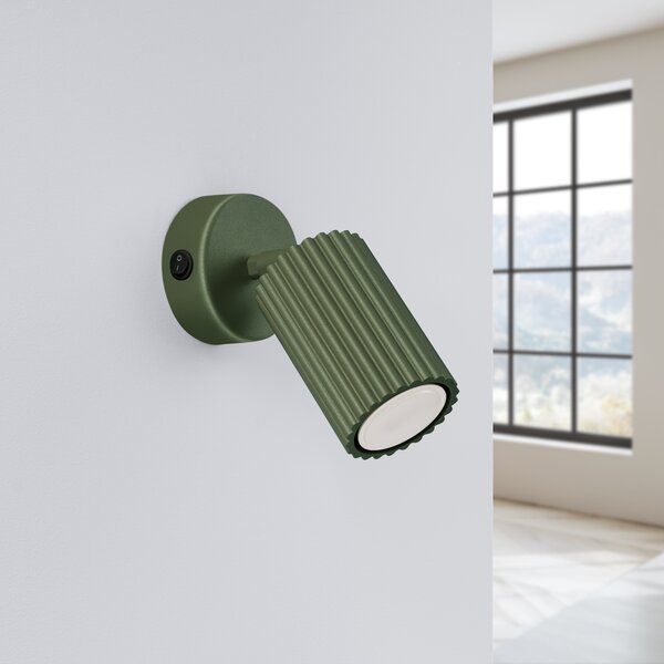 Sollux Lighting Nástěnné svítidlo KARBON olivově zelené s vypínačem