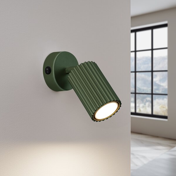 Sollux Lighting Nástěnné svítidlo KARBON olivově zelené s vypínačem