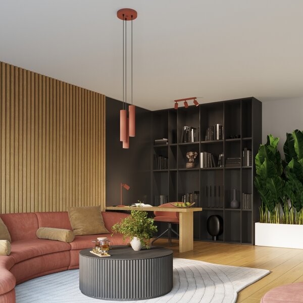 Sollux Lighting Stropní svítidlo KARBON 3L červený okr