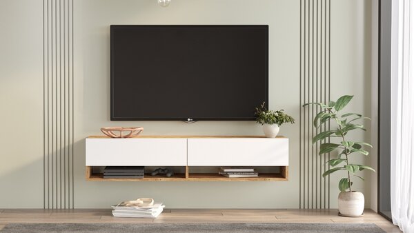 TV stolek/skříňka Freddie 11 (Borovice atlantic + Bílá)