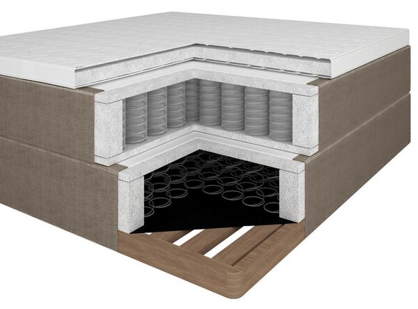 Boxspringová postel OLIVIA 180x200, s topperem, hnědá