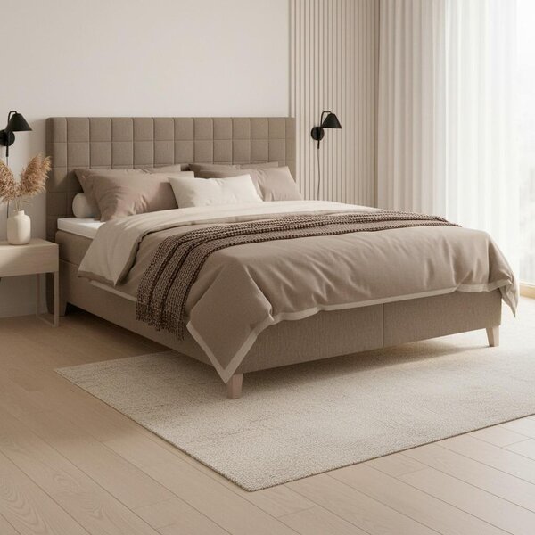 Boxspringová postel OLIVIA 180x200, s topperem, hnědá