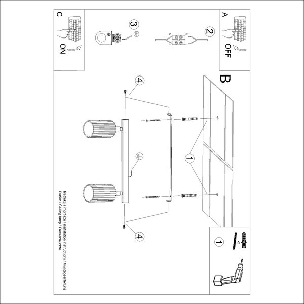Sollux Lighting Stropní svítidlo KARBON 2 černé