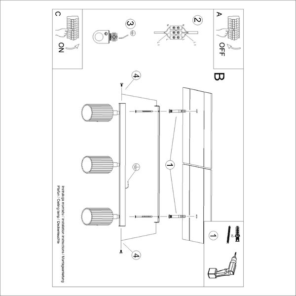 Sollux Lighting Stropní svítidlo KARBON 3L olivově zelené