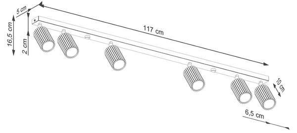 Sollux Lighting Stropní svítidlo KARBON 6L červený okr