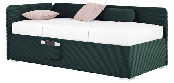 Postel Remi s bočnicemi 90x200, potah tmavě zelený