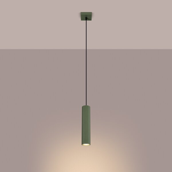 Sollux Lighting Závěsné svítidlo KARBON 1 olivově zelené