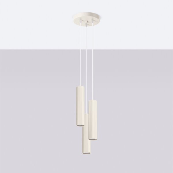Sollux Lighting Závěsná lampa KARBON 3P béžová