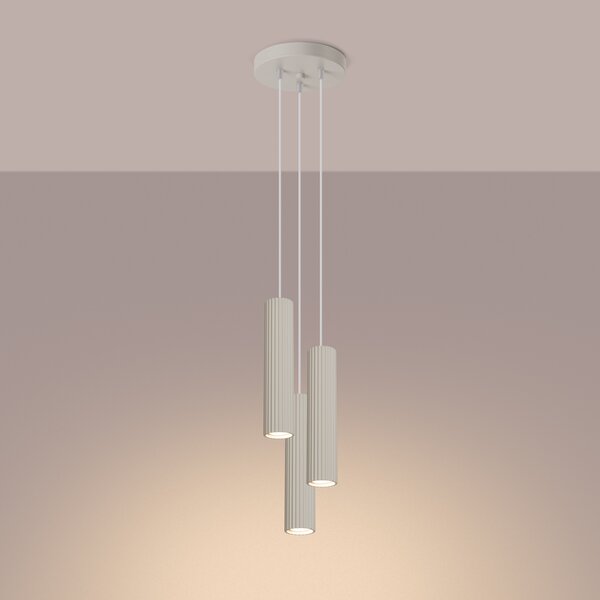 Sollux Lighting Závěsná lampa KARBON 3P béžová