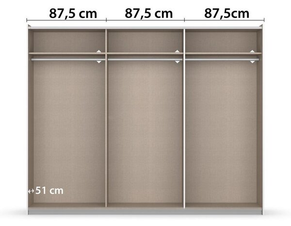 Skříň s posouvacími dveřmi OSLO, šířka 261 cm