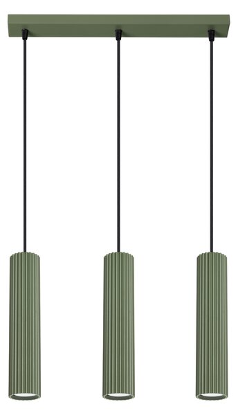 Sollux Lighting Závěsná lampa KARBON 3L olivově zelená