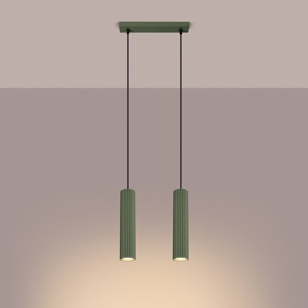 Sollux Lighting Závěsné svítidlo KARBON 2 olivově zelené