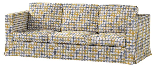 Potah na pohovku IKEA Karlanda 3-místná nerozkládací, dlouhý barva modrá látka pletený vzor, vzorované