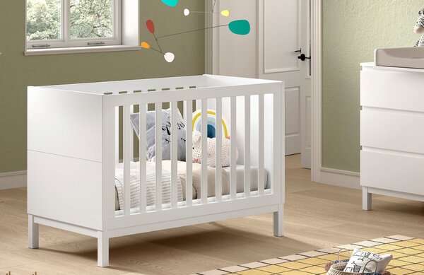Bílá dřevěná dětská postýlka Vipack Eva 60 x 120 cm