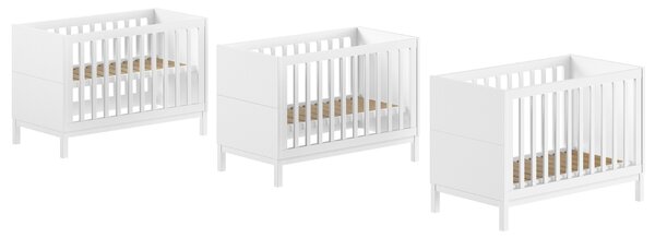 Bílá dřevěná dětská postýlka Vipack Eva 60 x 120 cm