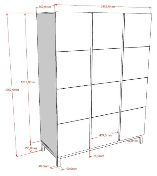 Bílá dřevěná skříň Vipack Eva 196 x 149 cm