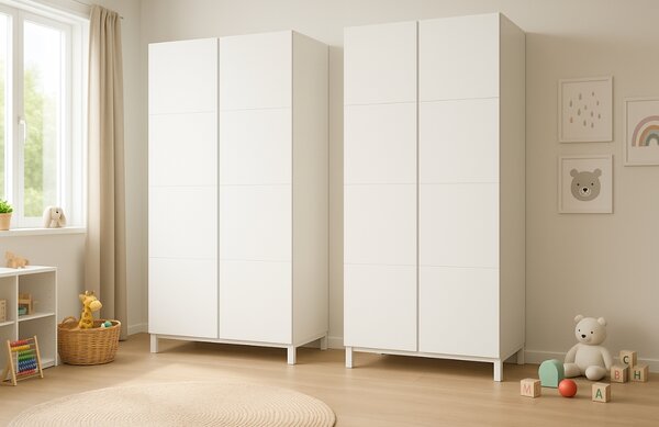 Bílá dřevěná skříň Vipack Eva 196 x 98,5 cm