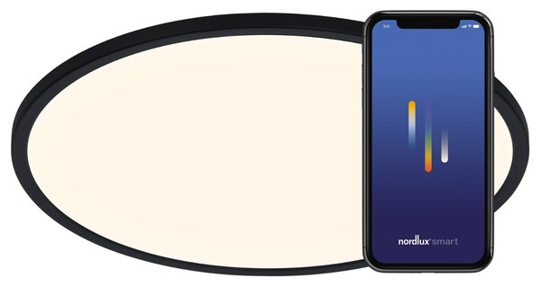 Nordlux Černé plastové stropní LED světlo Oja Smart 30 cm
