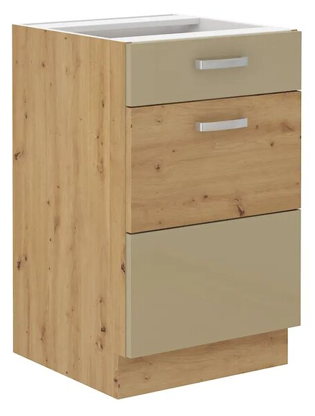 Kuchyně MEADOW 250/190 cm, korpus: dub artisan, dvířka: cappuccino lesk, dub artisan