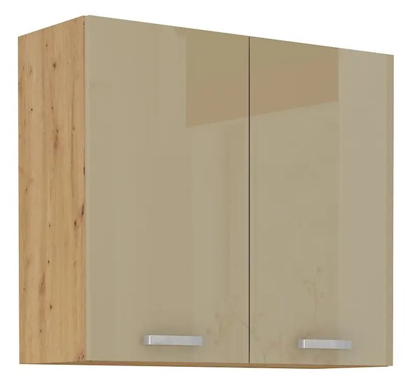 Kuchyně MEADOW 250/190 cm, korpus: dub artisan, dvířka: cappuccino lesk, dub artisan