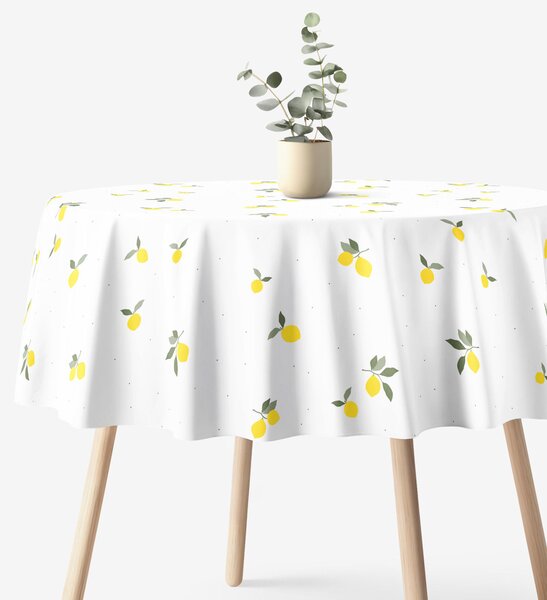 Goldea kulatý ubrus 100% bavlněné plátno - citrony Ø 140 cm