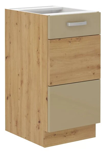Kuchyně MEADOW 260 cm, korpus: dub artisan, dvířka: cappuccino lesk, dub artisan